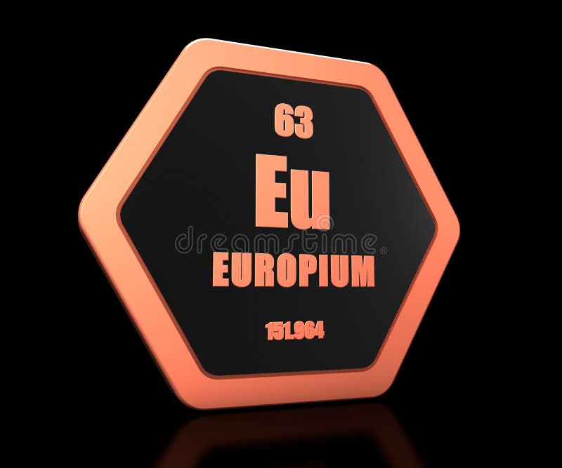 Europium chemical element periodic table symbol 3d render vector illustration Europium chemical element periodic table symbol 3d render vector illustration