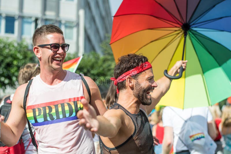 EuroPride 2018 con Stoccolma Pride Parade fotografia stock EuroPride 2018 con Stoccolma Pride Parade fotografia stock