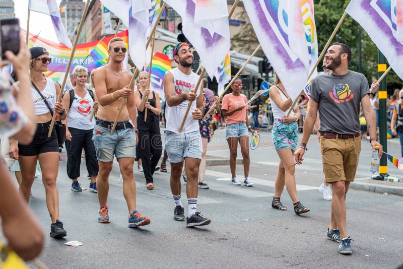 EuroPride 2018 con Stoccolma Pride Parade immagine stock libera da diritti EuroPride 2018 con Stoccolma Pride Parade immagine stock libera da diritti