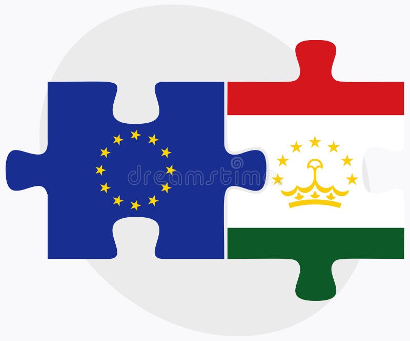 Europäische Gemeinschaft und Tadschikistan-Flaggen im Puzzlespiel lokalisiert auf weißem Hintergrund stock abbildung Europäische Gemeinschaft und Tadschikistan-Flaggen im Puzzlespiel lokalisiert auf weißem Hintergrund stock abbildung