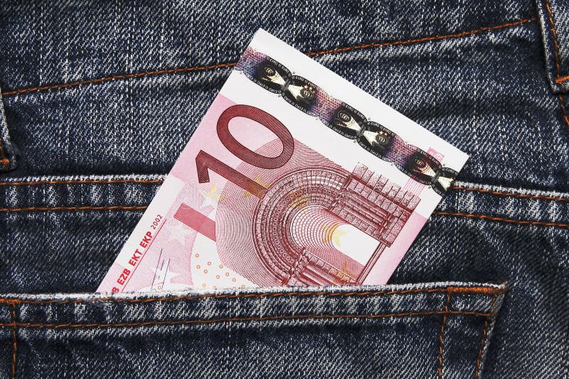 Eurotaschen-Geld in der Blue Jeans lizenzfreie stockfotos Eurotaschen-Geld in der Blue Jeans lizenzfreie stockfotos