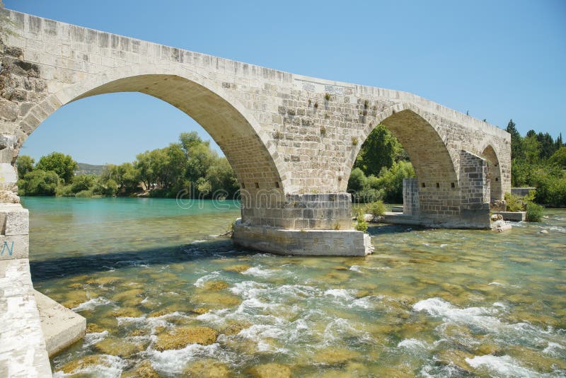 Eurymedon Aspendos Bridge in Antalya, Turkiye Stock Image Image of