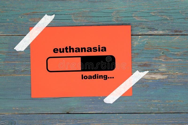 Euthanasia loading on paper. euthanasia loading word on paper