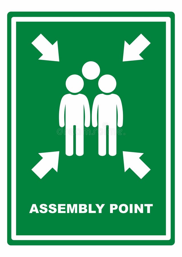 Evacuation assembly point, infographic, vector information board royalty free illustration