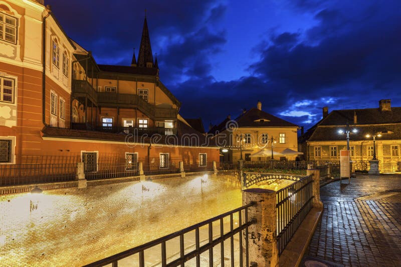 The Bridge of Lies and Casa Artelor in Sibiu Hermannstadt, Transylvania,  Romania Stock Photo - Image of cityscape, bridge: 183384176