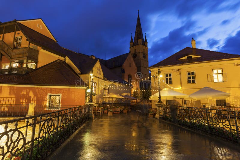 The Bridge of Lies and Casa Artelor in Sibiu Hermannstadt, Transylvania,  Romania Stock Photo - Image of cityscape, bridge: 183384176