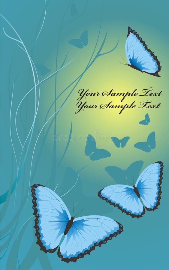 Evening beautiful blue butterflies stock illustration