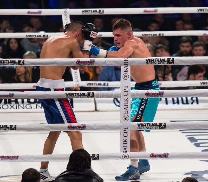 Evening of Boxing in the Palace of Sports in Kyiv royalty free stock photography Evening of Boxing in the Palace of Sports in Kyiv royalty free stock photography