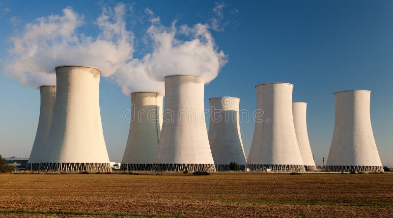 Evening colored view of Nuclear power plant