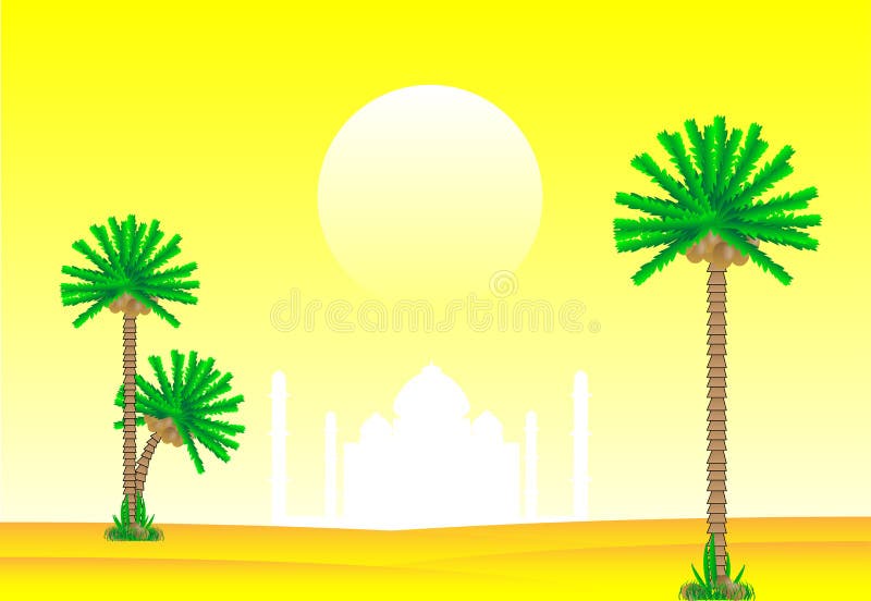 Evening in desert stock illustration