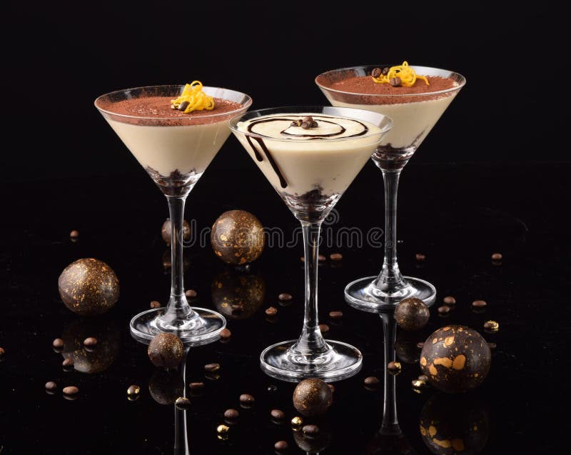 Gourmet dessert on black background stock photos Gourmet dessert on black background stock photos