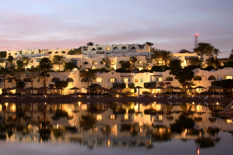 Evening illumination in tropical resort