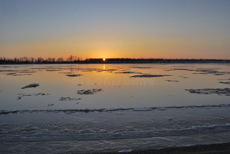 Evening On The Irtysh River Omsk Region Siberia Russia Stock Photo