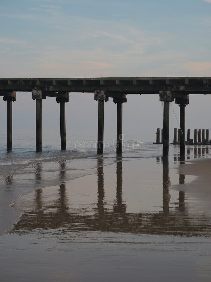 Sunset At Claremont Pier And Ruined Jetty Lowestoft Stock Photo Image
