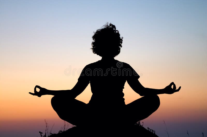Evening meditation stock photography