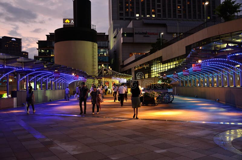 Illuminated business street in Osaka city, Japan. Illuminated business street in Osaka city, Japan.