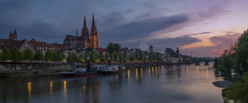 Evening Panorama of Regensburg,Bavaria,Germany Stock Photo - Image of ...