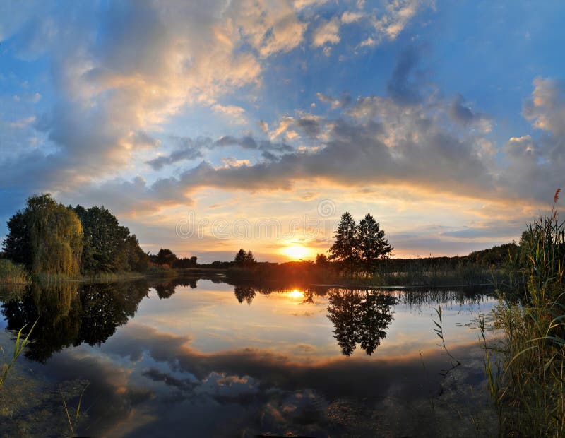 The evening river stock image. Image of evening, reflection - 30585257