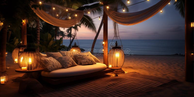 Evening on sea beach at luxury resort
