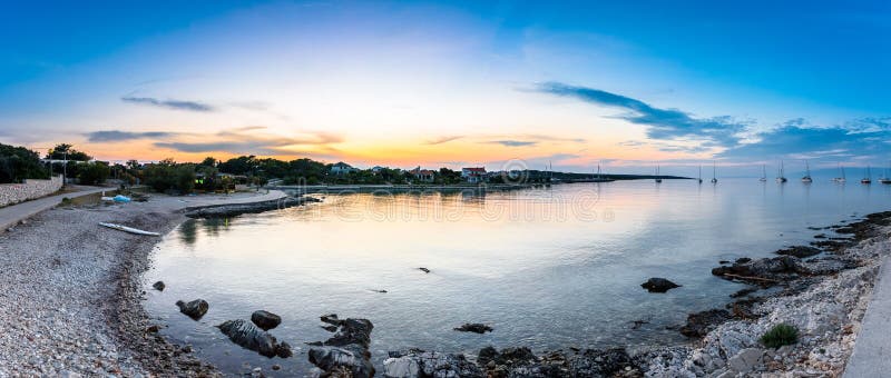 Evening view of amazing Sotorisce bay and beach Silba, Croatia