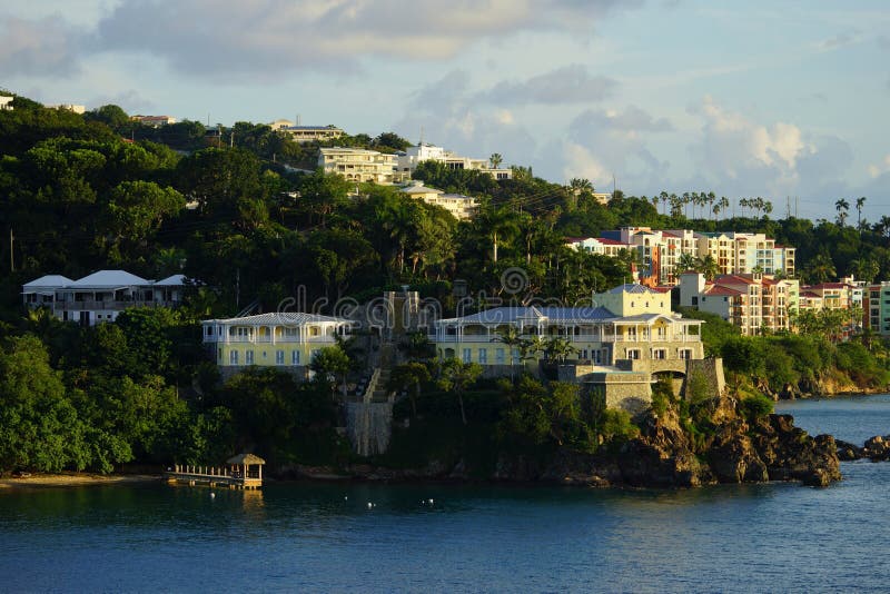 Evening View of Buildings in Prince Ruperts Cove, St. Thomas, USVI