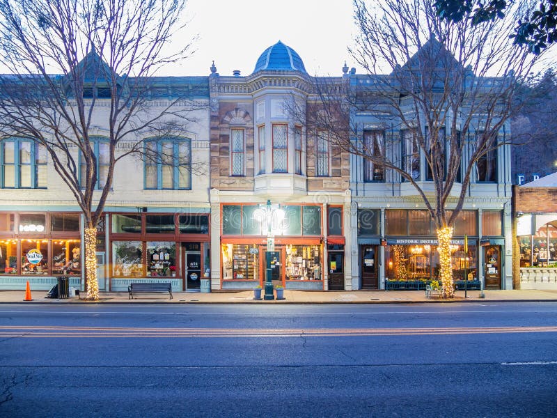 Evening View of the Central Ave of Hot Springs Editorial Stock Image Image of america