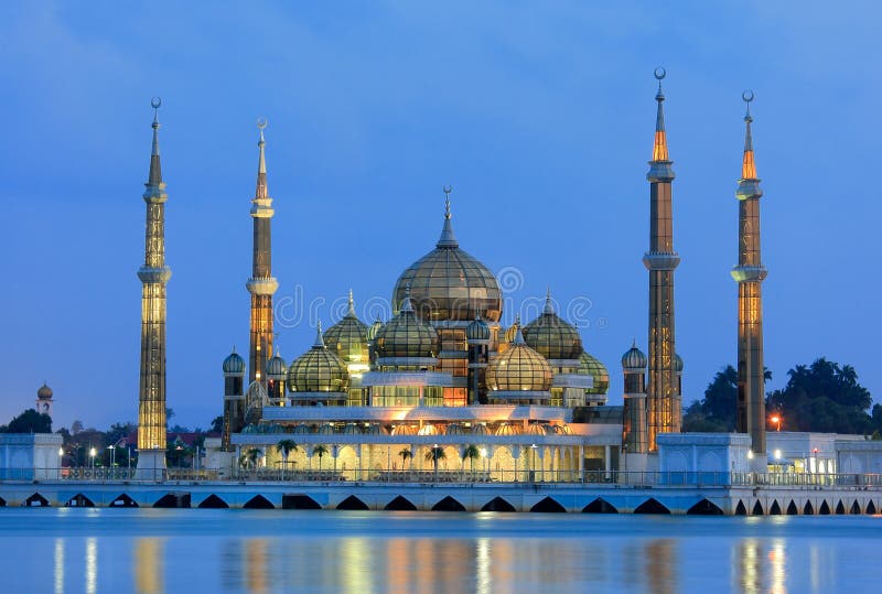 Evening view of crystal mosque in Kuala Terengganu