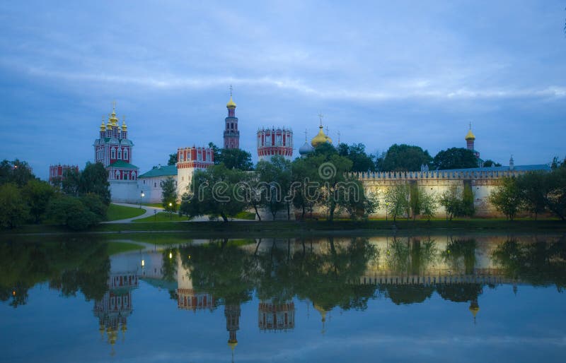 Evening view of Donskoy Monastery, Moscow. royalty free stock photo