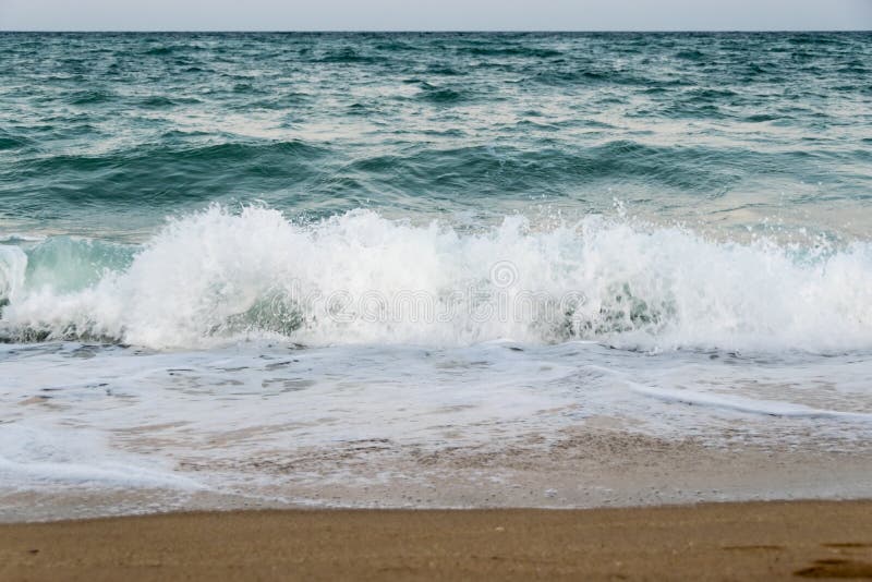 Evening Waves Roll on a Sandy Beach Stock Photo - Image of bulgaria ...