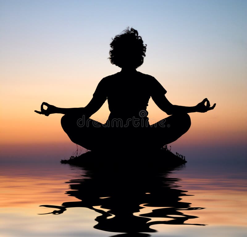 Evening yoga meditation stock images