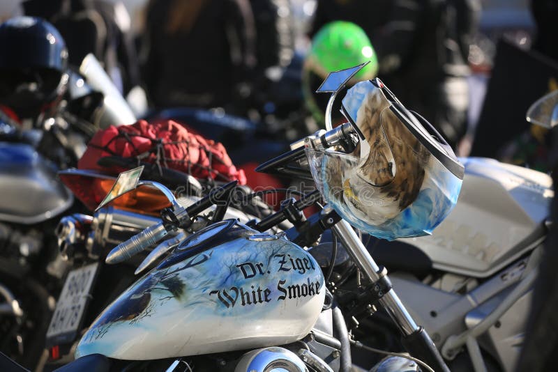 Helmet and motorcycle with airbrushing. Background image