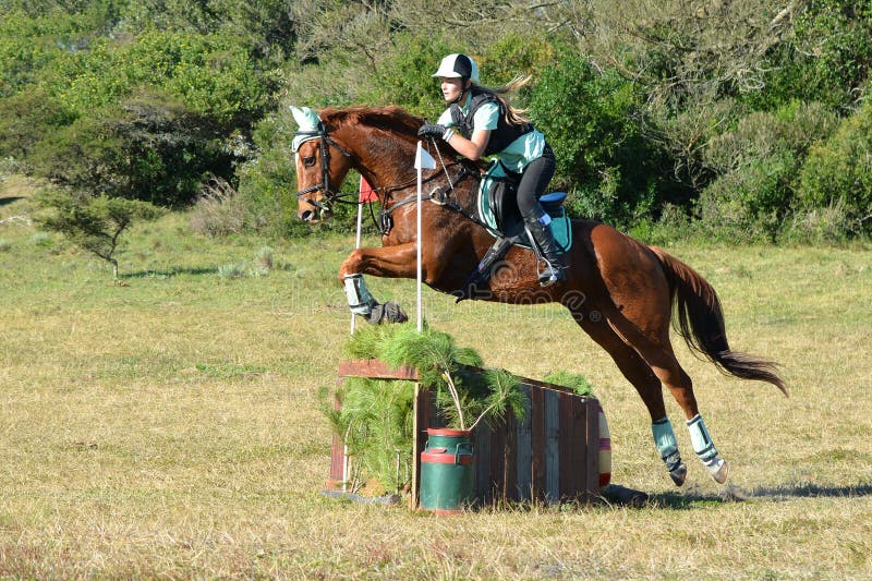 Eventers que salta o curso através dos campos foto de stock royalty free Eventers que salta o curso através dos campos foto de stock royalty free