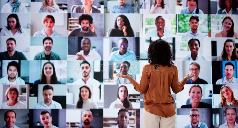Evento online Live Conference fotografia stock libera da diritti