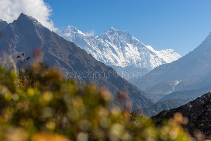 Everest and Lhotse mountain peak, Namche Bazaar, Nepal