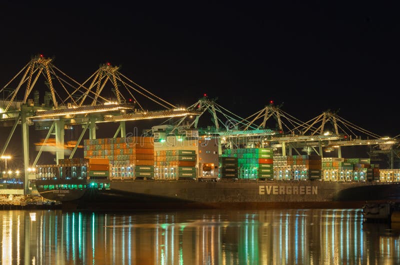 Evergreen Marine Corporation Container Ship Fotografia Editorial Obraz złożonej z nowożytny