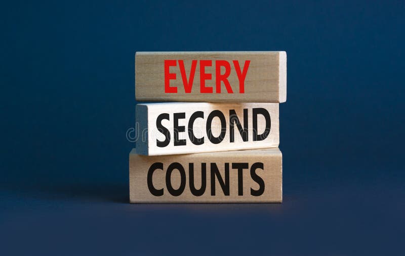 Every Second Counts Symbol. Concept Words Every Second Counts on Wooden Blocks on a Beautiful