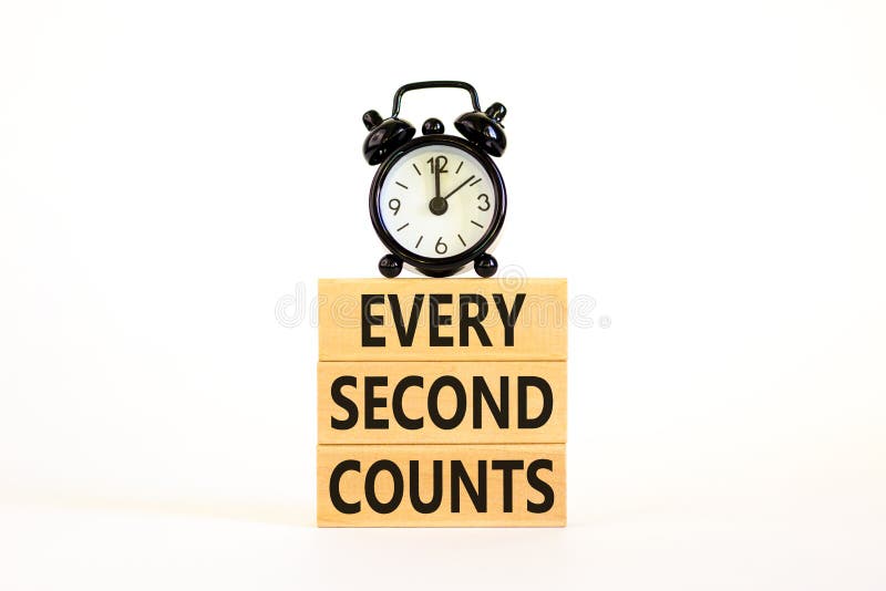 Every Second Counts Symbol. Concept Words Every Second Counts on Wooden Blocks on a Beautiful