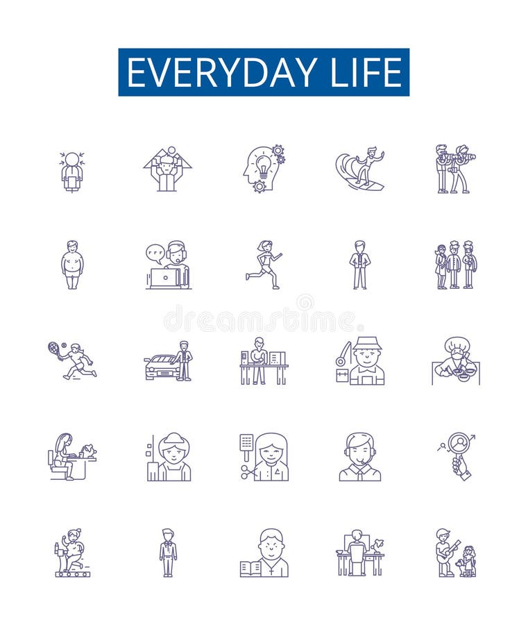 Everyday life line icons signs set. Design collection of StandardizeDaily, Routines, Mundane, Habits, Usual, Activities, Etiquette, Regular outline vector concept illustrations