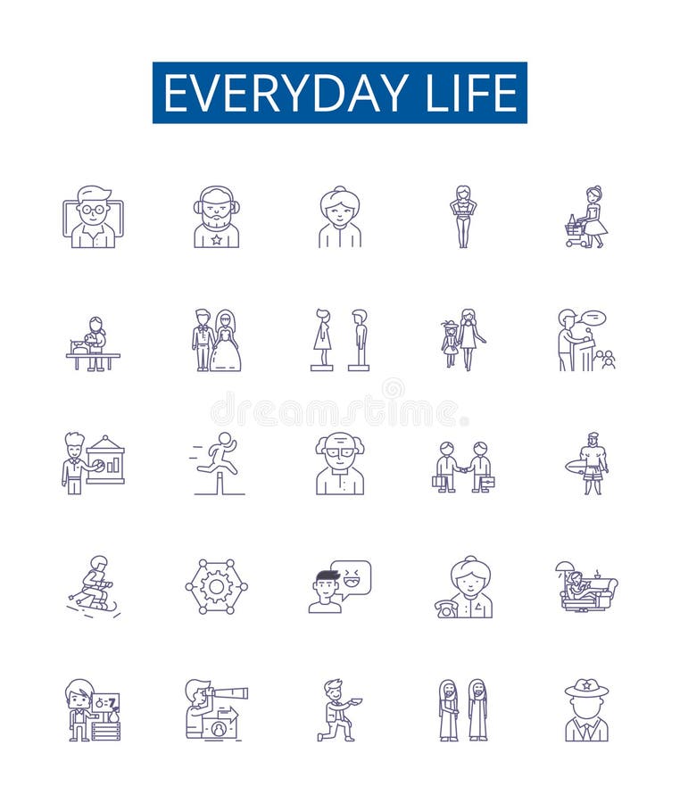 Everyday life line icons signs set. Design collection of StandardizeDaily, Routines, Mundane, Habits, Usual, Activities, Etiquette, Regular outline vector concept illustrations