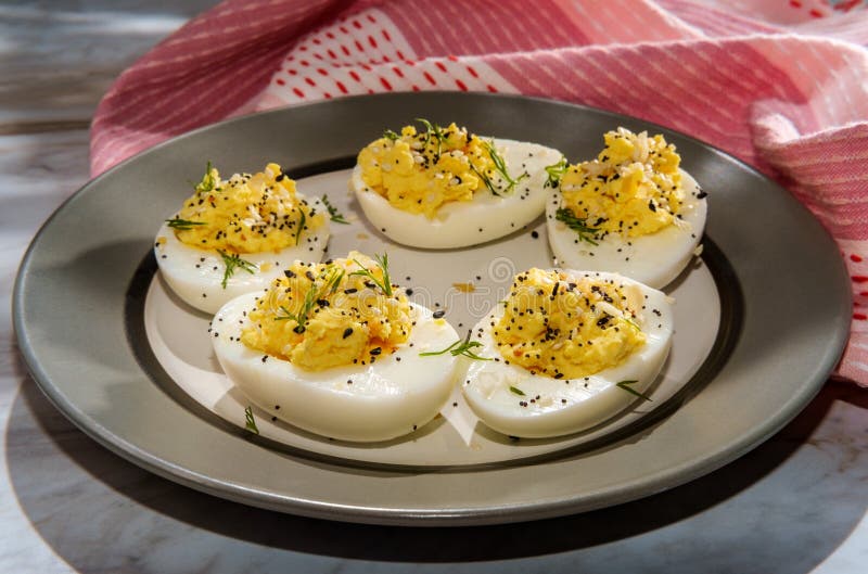 Everything Bagel Deviled Eggs Stock Image Image of toppings, russian