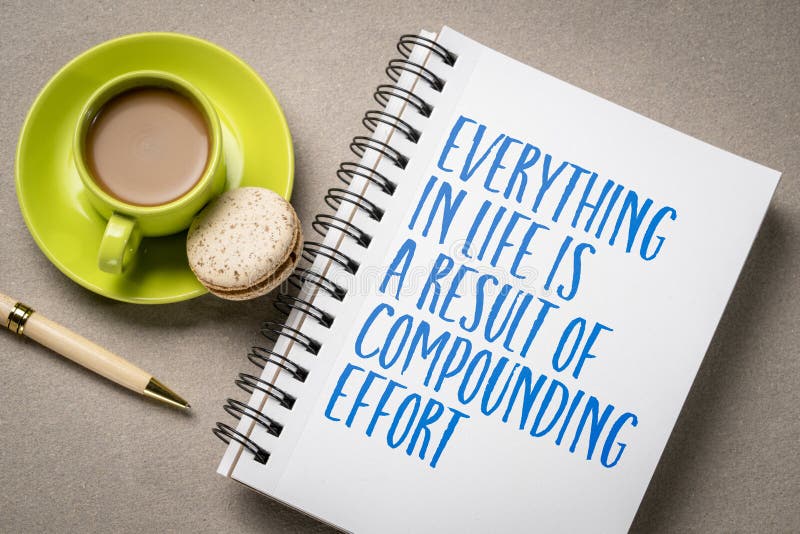 Everything in life is a result of compounding effort, impact of consistent, incremental effort over time royalty free stock image