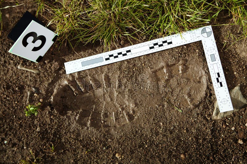Evidence of footprint on crime scene