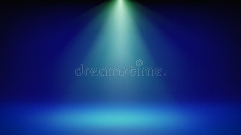 Evidenziatore sfondo fase blu. sala da studio minimalista illuminata dai riflettori verdi. sfondo per la visualizzazione dei prodo illustrazione di stock