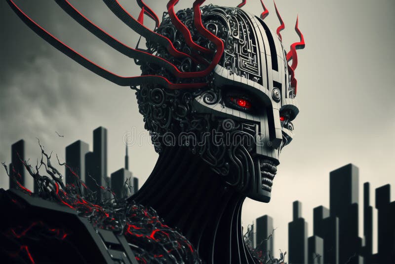 Evil Artificial Intelligence, Robot Metallic Figure, Science Fiction Evil Artificial Intelligence, Robot Metallic Figure, Science Fiction