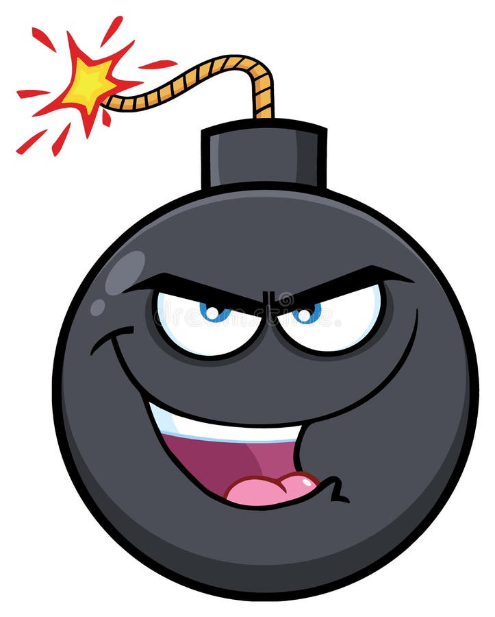 Evil Bomb Face Cartoon Mascot Character with Smiling Expressions. Stock ...