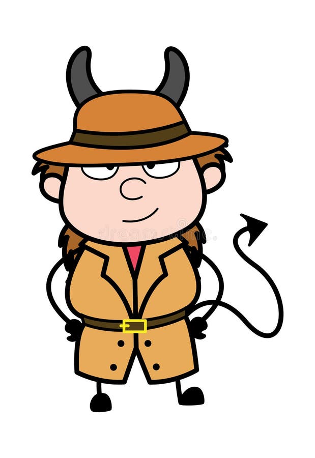 Evil Cartoon Investigator as Devil royalty free illustration