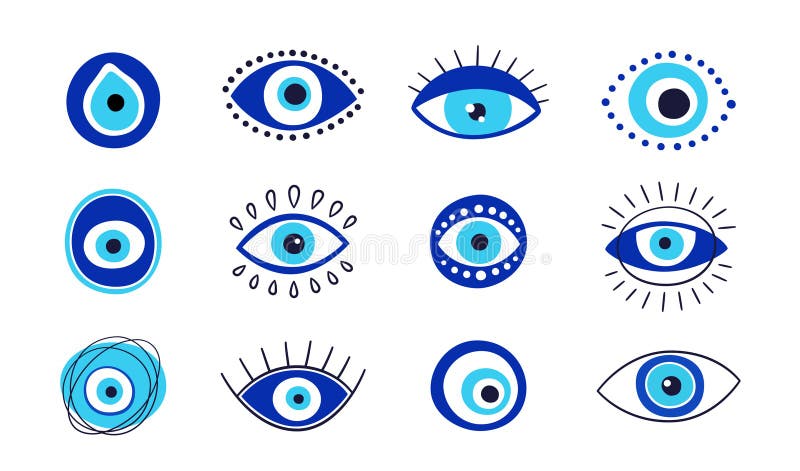 Evil Eye Talisman Icons. Turkish or Greek Eye Symbols. Greece Ethnic ...