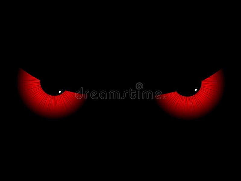 Red evil eyes on a black background