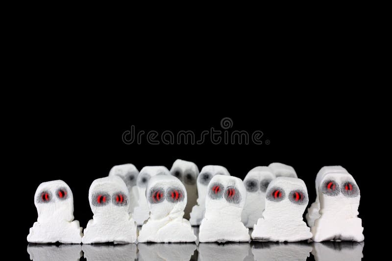 Evil white ghosts in a crowd