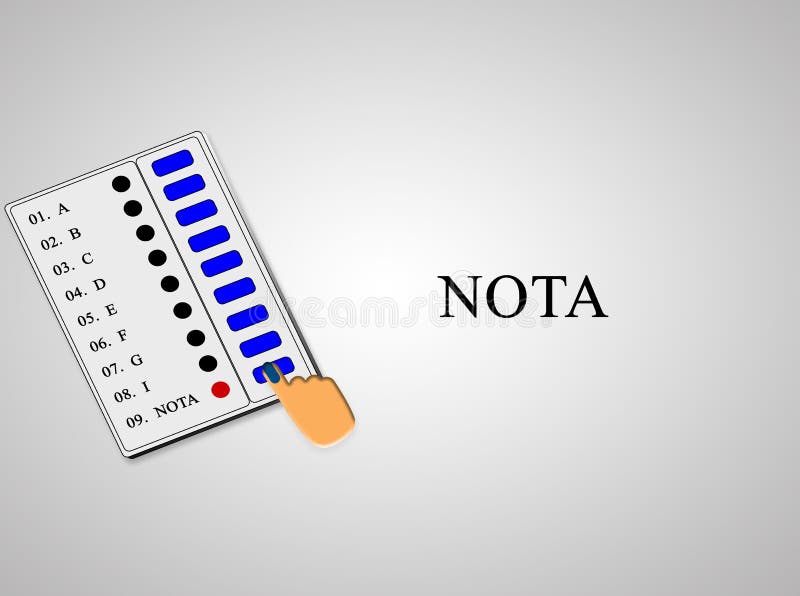 EVM ή ηλεκτρονική έννοια μηχανημάτων καταμέτρησης ψήφων της συμπίεσης χεριών NOTA ή καμία από την ανωτέρω επιλογή σε EVM διανυσματική απεικόνιση EVM ή ηλεκτρονική έννοια μηχανημάτων καταμέτρησης ψήφων της συμπίεσης χεριών NOTA ή καμία από την ανωτέρω επιλογή σε EVM διανυσματική απεικόνιση